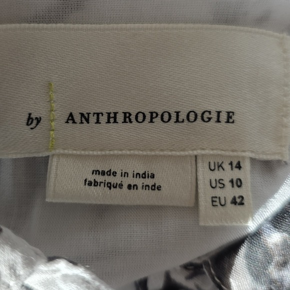 Anthropologie Floral Toile Button Down Mini Dress Blue Black Long Sleeve Size 10 - Picture 12 of 13